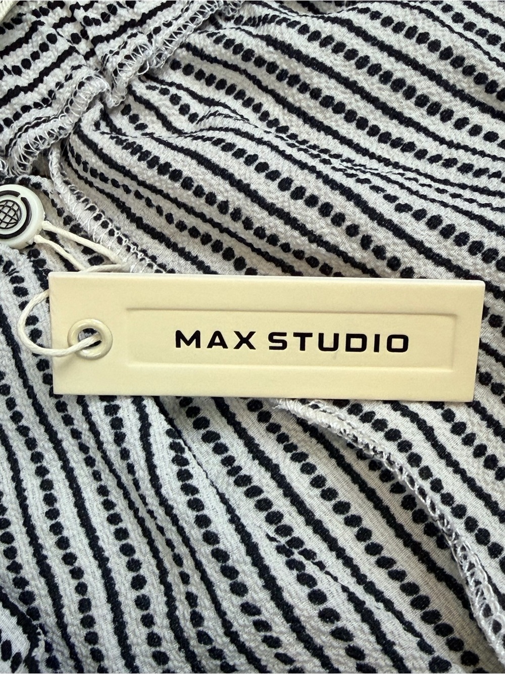Max Studio Wide Leg Flowy Palazzo Pants 3X Stripe Pull On Stretch NEW BLCK/WHT - Picture 8 of 10